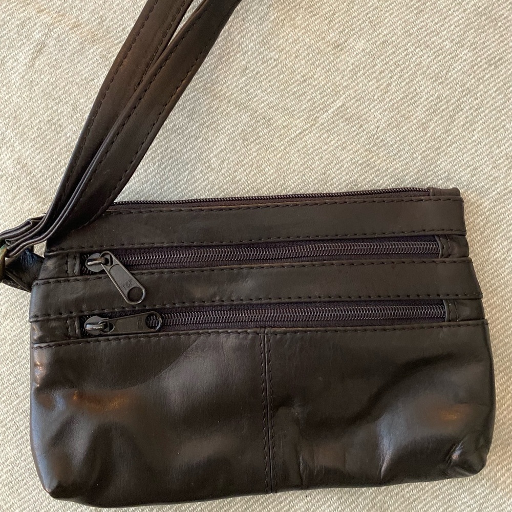 Wristlet Bag in Black Leather No Brand